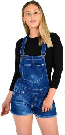 Generic Womens Ladies Girls Dungarees Monika Jumpsuits Stretch Denim Jeans Short Dress Stone Wash 13/14 Years