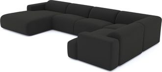 Sia Home Sof&aacute; cama panor&aacute;mico izquierdo tejido boucl&eacute; antracita oscuro