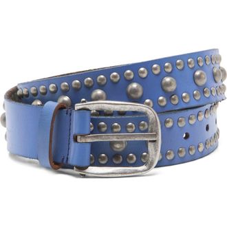 Free People We the Free Sola Studded Leather Belt in Sapphire at Nordstrom, Size X-Small