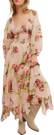 Free People Morning Glory Floral Smocked Long Sleeve Maxi Dress in Tea Combo at Nordstrom Rack, Size Small