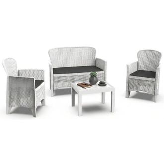 Dmora Set Salotto da Esterno Alesandro, Salottino Outdoor 4 Posti, Impermeabile Idrorepellente Made in Italy, Nero Antracite