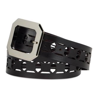 Alberta Ferretti Perforated Leather Belt - female - Alberta Ferretti - Belts - Black - L - Accessories
