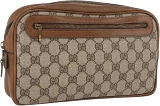 Gucci Pre-owned Clutches, female, Beige, Size: ONE SIZE Pre-owned Vintage GG Canvas Clutch