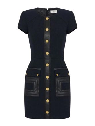 Elisabetta Franchi Double Crepe Dress With Logo Details