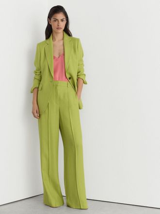 Reiss Green Petite Textured-weave Wide-leg Suit Trousers, 12