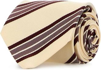 Dries Van Noten Geborduurde Zijden Stropdas - Dames - Stropdassen - Beige - ONE Size - Accessoires