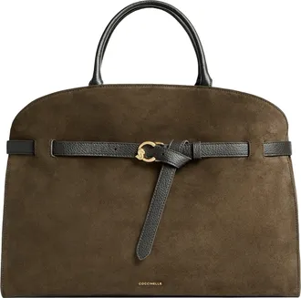 Coccinelle Sabine Suede Gold-Tone Structured Handbag