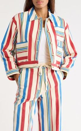 FRNCH Apo Stripe Woven Jacket in Creme at Nordstrom Rack, Size X-Small