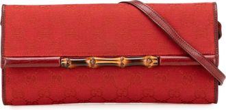 Gucci Pre-owned Womens Red Gg Canvas Clutch Bamboo Textile - One Size