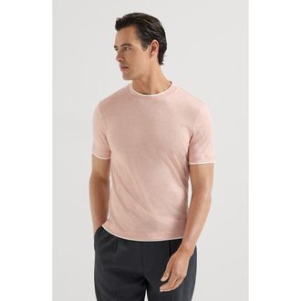 Brunello Cucinelli T-shirt with faux-layering in Apricot at Nordstrom, Size Xxx-Large Eu