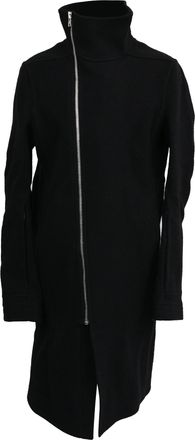 Rick Owens Zip-Up Tubeway Coat in Black Wool