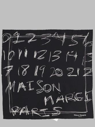 Maison Margiela Artistic Black Silk Foulard with Handwritten Print