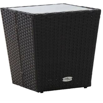 vidaXL Tavolino Nero 41,5x41,5x43 cm in Polyrattan e Vetro Temperato - Vidaxl