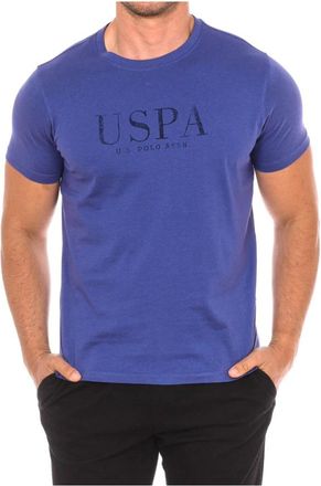 U.S.Polo Association T-shirt met korte mouwen en geribbelde halslijn - Heren - T-shirts - Paars - M - Katoen - Tops
