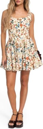 Agua Bendita Kristen Floral Pleated Minidress in Multicolor at Nordstrom, Size Medium