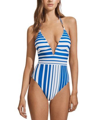 Reiss Lenny Stripe Halter Neck Swimsuit