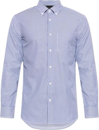 Emporio Armani Overhemd met Streepjespatroon - Heren - Zakelijke Overhemden - Blauw - 2XL - Katoen - Overhemden