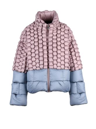 RAXXY Woven Down Jacket with Unique Texture and High Collar