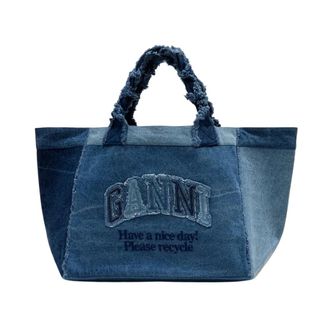 Ganni Tote Bags, female, Blue, Size: ONE SIZE Xxl Trapeze Shopper Bag