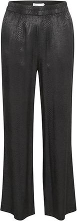 Karen by Simonsen Elastische Taille Straight Leg Broek Meteorite - Dames - Wijde Broeken - Zwart - S - Broeken