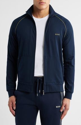 BOSS Mixmatch Z 1 Knit Jacket in Dark Blue at Nordstrom, Size Large
