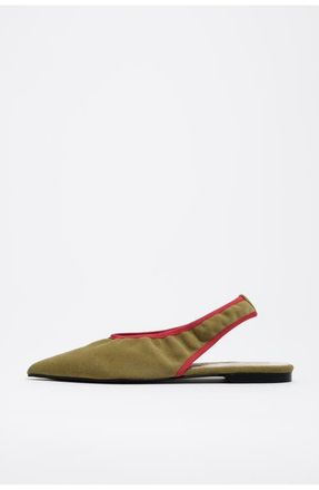 Bimba & Lola Leather Slingback Ballerina in Khaki at Nordstrom, Size 38