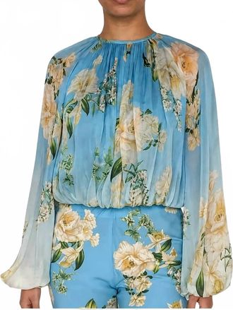 Hemant & Nandita Viscose Flat Chiffon Crop Top In Blue