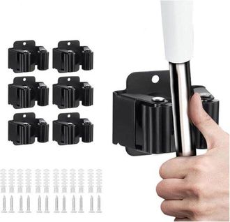 OEM Juego De 6 Soportes De Pared Para Escobas, Fabricados En Acero Inoxidable De Alta Calidad. Ideales Para La Limpieza De La Cocina Y El Garaje