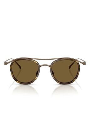 Armani 46mm Round Sunglasses in Matte Pale Gold /Olive at Nordstrom