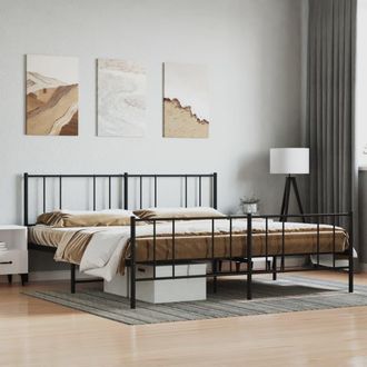vidaXL Vidaxl - Estructura Cama Sin Colch&oacute;n Con Estribo Metal Negro 180x200 Cm