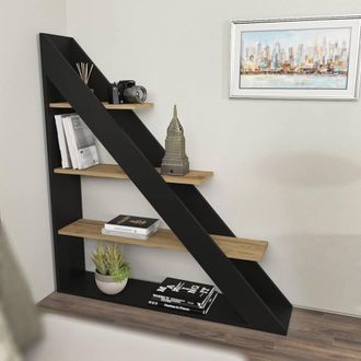 Decorotika Pisagor Corner Bookcase Shelving Unit in Light Oak