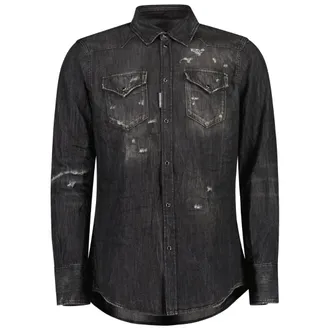 Dsquared2 Classic Western Worn Denim Black Shirt