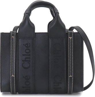 Chlo&eacute; Black Leather Shoulder Bag Tote Bag (Pre-Owned)