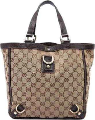 Gucci Pre-owned Vintage Tote Bag - Dames - Vintage Shopper - Beige - ONE Size - Leer - Vintage