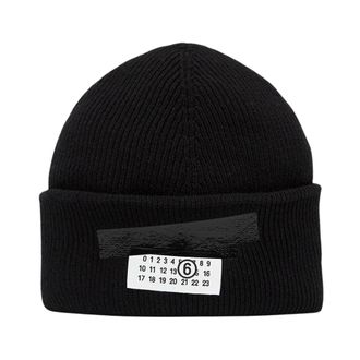 Maison Margiela Muts met applicatie - Dames - Hoeden - Zwart - M - Wol - Accessoires