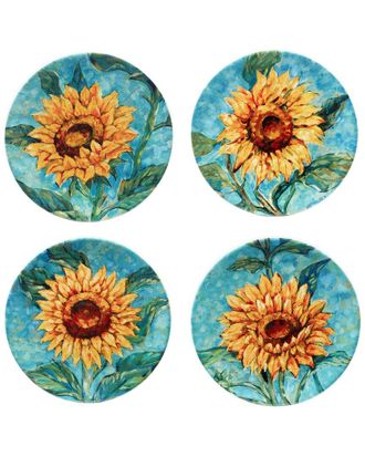 Certified International Golden Sunflowers Set Of 4 Salad Plates