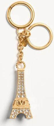 Valentino Garavani Charm Per Borse Con Portachiavi Chez Valentino In Metallo, Smalto E Cristalli Donna ANTIQUE BRASS UNI