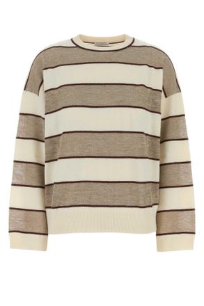 Brunello Cucinelli Brunello Cucinelli Embroidered Wool Blend Oversize Sweater