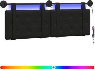 vidaXL Cabecero Colgante Con Luz Led Negro Cuero Sint&eacute;tico Vidaxl
