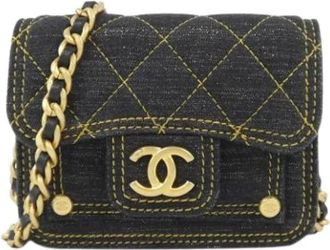 Chanel Pre-owned Vintage Mini Schoudertas - Dames - Vintage Mini Tas - Zwart - ONE Size - Denim - Vintage