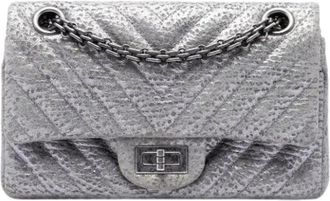 Chanel Pre-owned Vintage Double Flap Shoulder Bag - Dames - Vintage Schoudertas - Grijs - ONE Size - Leer - Vintage