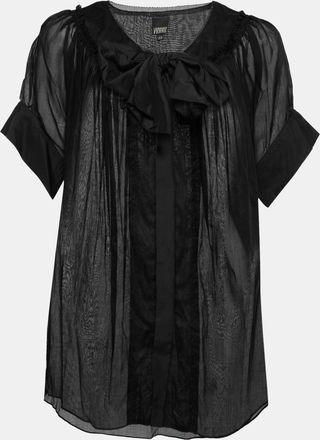 Gianfranco Ferre Black Cotton Bow Detail Button Front Blouse
