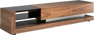 Angel Cerd&aacute; Mueble tv nogal, acero pulido y tapa de cristal negro