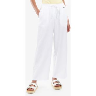Barbour Christie Cotton & Linen Drawstring Pants in White at Nordstrom Rack, Size 14 Us / 18 Uk