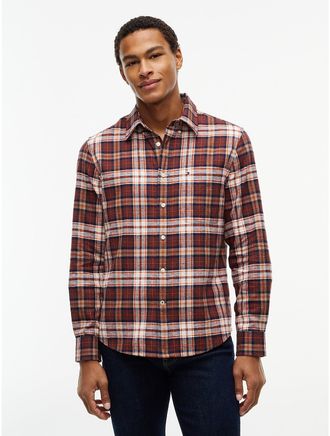 Tommy Hilfiger Mens Regular Fit Tartan Flannel Shirt - Burgundy Check - XXL