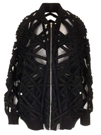 Rick Owens Cropped Jacket In Denim And Tulle Jackets Black