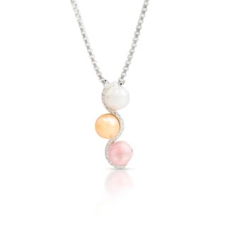 MAX + STONE Sterling Silver Multi Color Freshwater Pearl Necklace with Diamond Accents