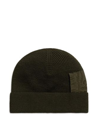 C.P. Company ribbed square-patch beanie hat - unisex - Wool/Polyamide - One Size - Green