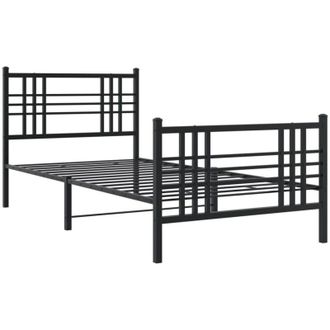 vidaXL Estructura Cama Sin Colch&oacute;n Con Estribo Metal Negro 90x200 Cm Vidaxl