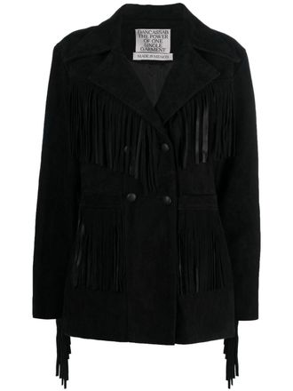 DanCassab Rivera fringed leather jacket - women - Suede/Acetate - M - Black